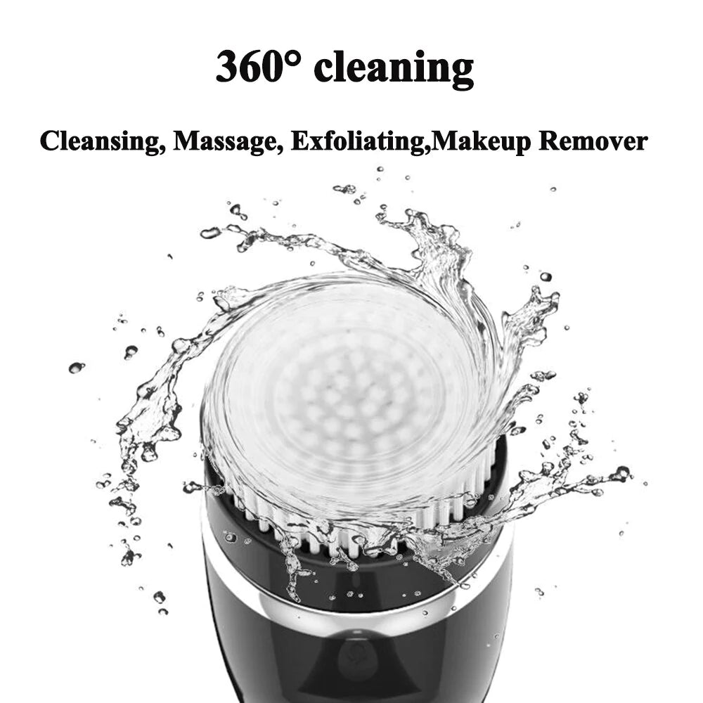 Professional title: "4-in-1 Facial Cleansing Brush with Sonic Vibration and Deep Cleaning Massage - Includes 4 Replaceable Heads"