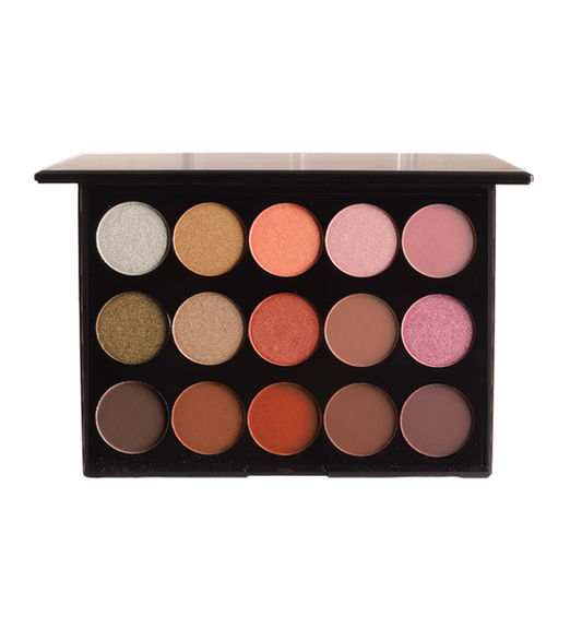 15 Shade Eyeshadow Palette - Warm Tone - Shimmer Finish